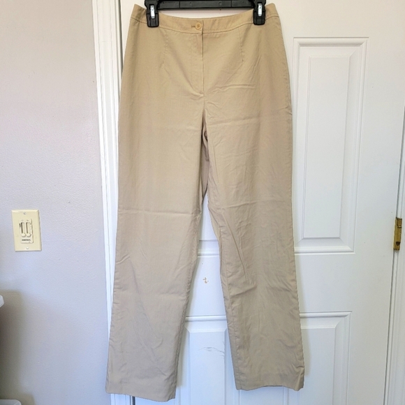 Talbots Wool Silk Womens Trousers Dress Pants Tan Stretch Straight Leg Size 6 - Picture 1 of 10